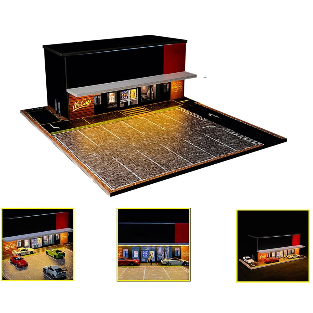 GFans NEW 1:64 Scale Diorama Car Garage Model Parking Lot for Display Gifts Scene Collection Display Car Assembly Scenes Toy