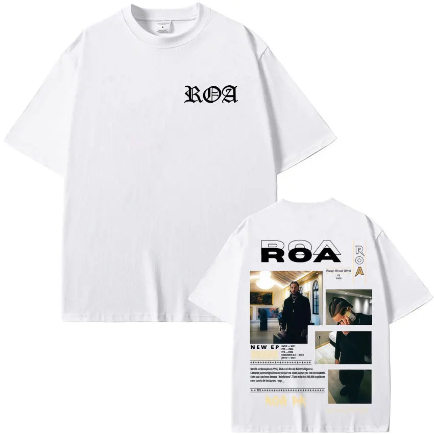 Rapper Roa Album Tour 2025 T-Shirt 100% Cotton Tshrit Summer Hip Hop Punk Comfort Tee Shirt High Street Tide Short Sleeve Unisex