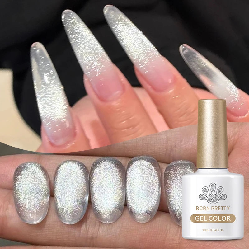 BORN PRETTY Cat Magnetic Gel Nail Polish 10ml Crystal Holographics Glass Bead Semi Permanent Soak Off UV LED Nail Art Manicure