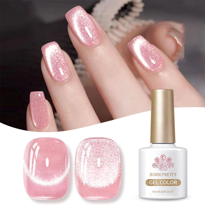 BORN PRETTY Cat Magnetic Gel Nail Polish 10ml Crystal Holographics Glass Bead Semi Permanent Soak Off UV LED Nail Art Manicure