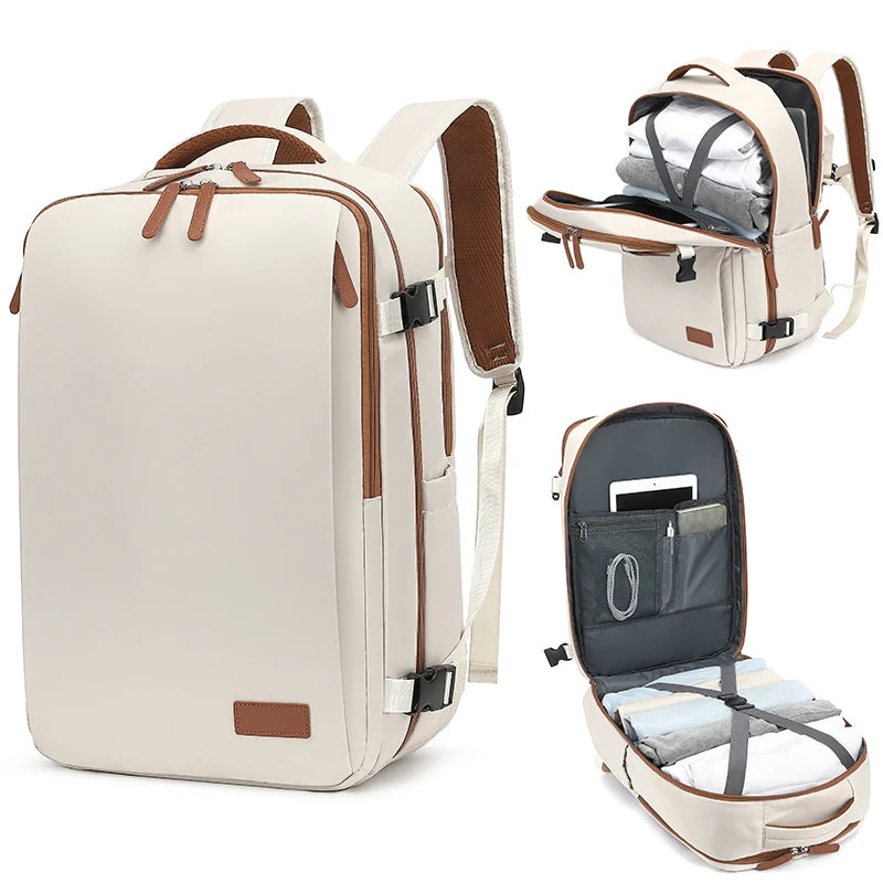 Travel Backpack 40x20x30 Cabin Plane Waterproof Expandable Weekender Laptop With USB Port Ryanair Carry-On Women Men Backpack