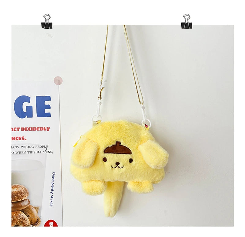 Sanrio Children Stuffed Messenger Bag Cute Cartoon Kuromi Hello Kitty Cinnamoroll Stuffed Single Shoulder Bags Messenger Bags
