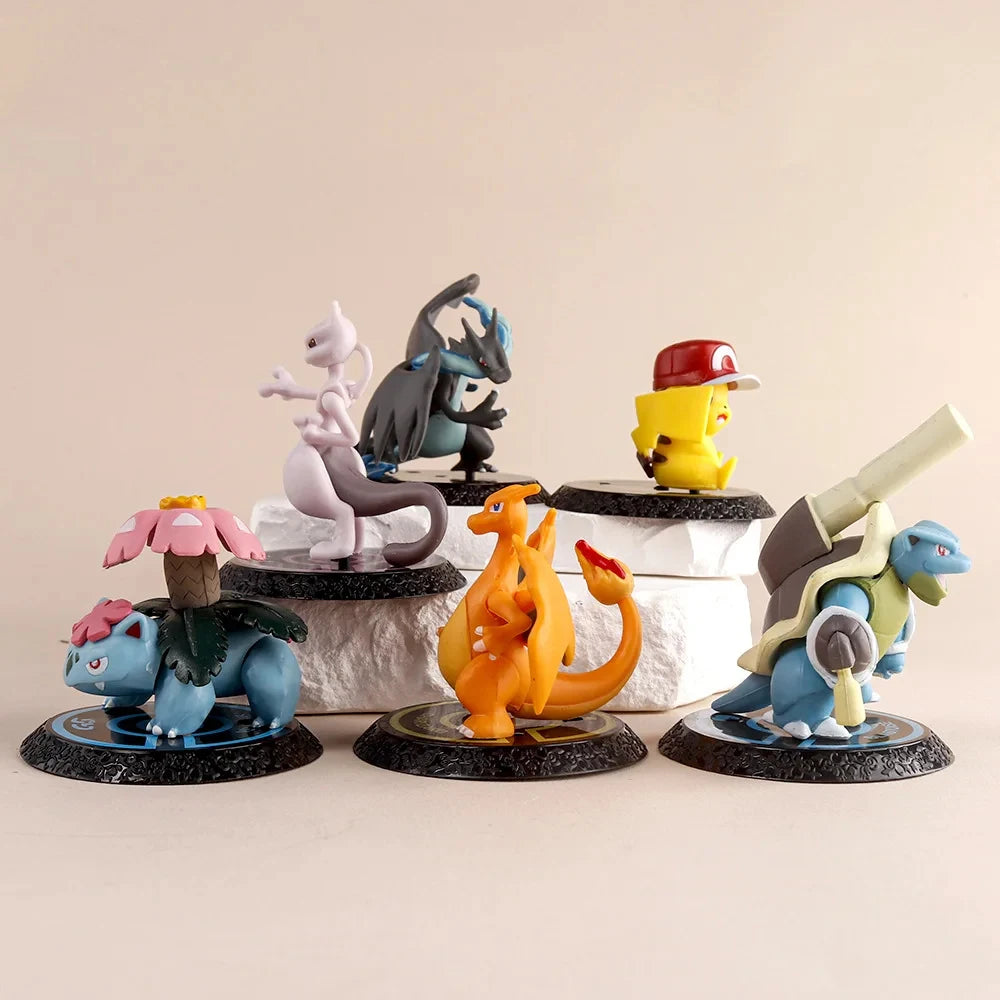 Pokemon 6 unids/set figura de Anime Pikachu 6-7cm figura Charizard Blastoise Squirtle Bulbasaur modelo de figuras de acción jugu