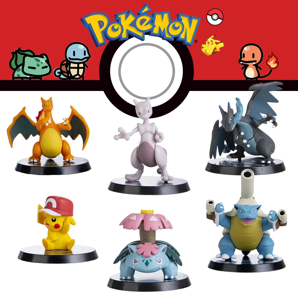 Pokemon 6 unids/set figura de Anime Pikachu 6-7cm figura Charizard Blastoise Squirtle Bulbasaur modelo de figuras de acción jugu