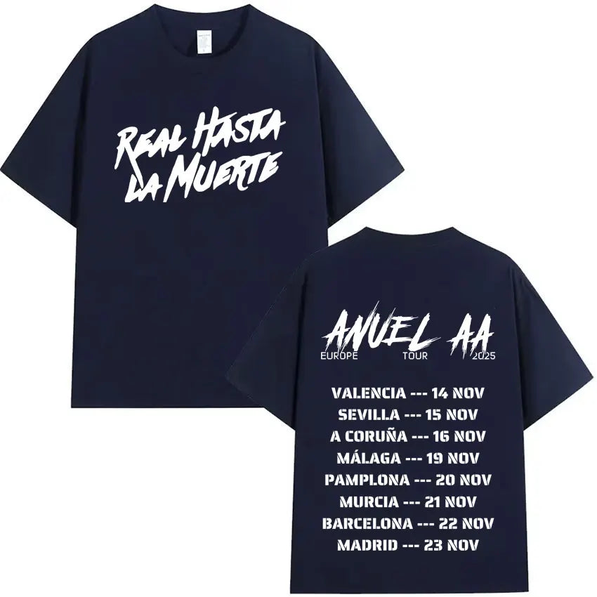 Rapper Anuel AA Europe Tour 2025 New Pop Album T Shirts Men's Women Hip Hop T-Shirts Harajuku Oversized Y2K Short Sleeves Summer