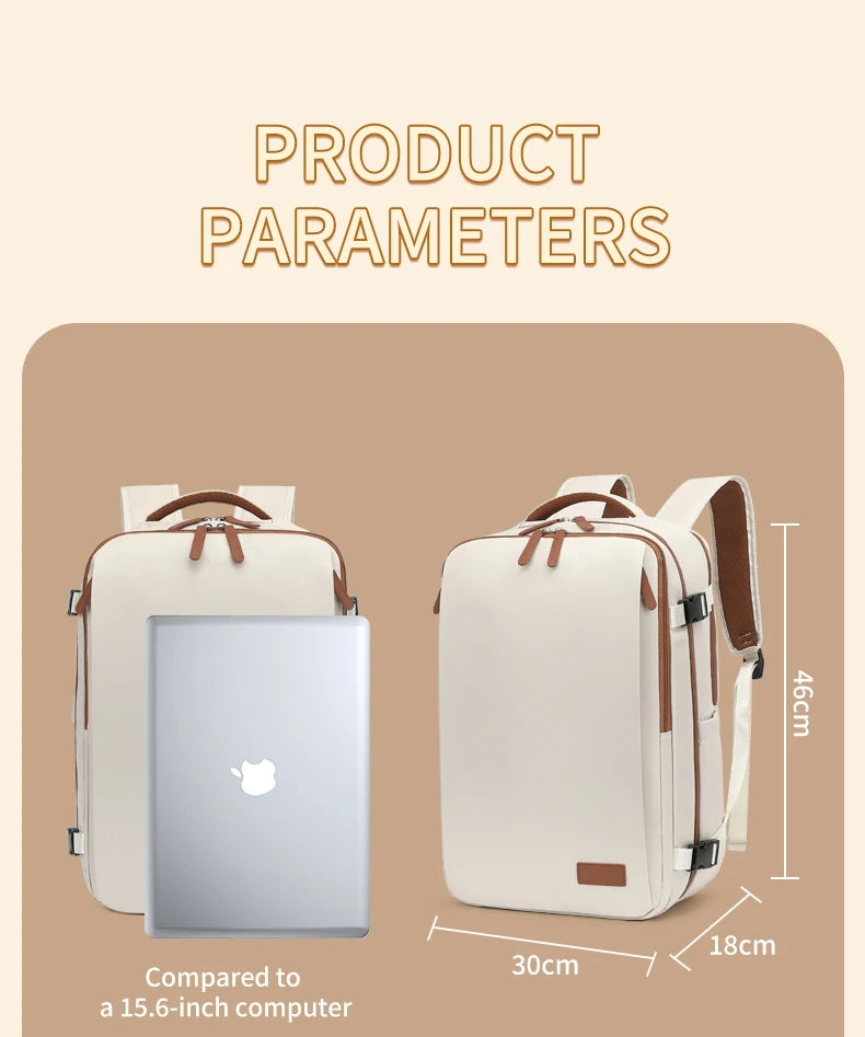 Travel Backpack 40x20x30 Cabin Plane Waterproof Expandable Weekender Laptop With USB Port Ryanair Carry-On Women Men Backpack