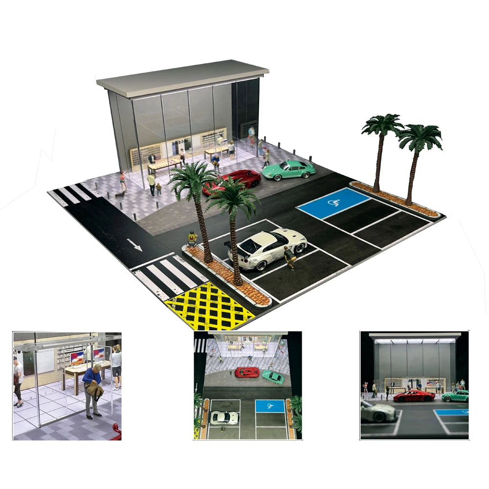 GFans NEW 1:64 Scale Diorama Car Garage Model Parking Lot for Display Gifts Scene Collection Display Car Assembly Scenes Toy