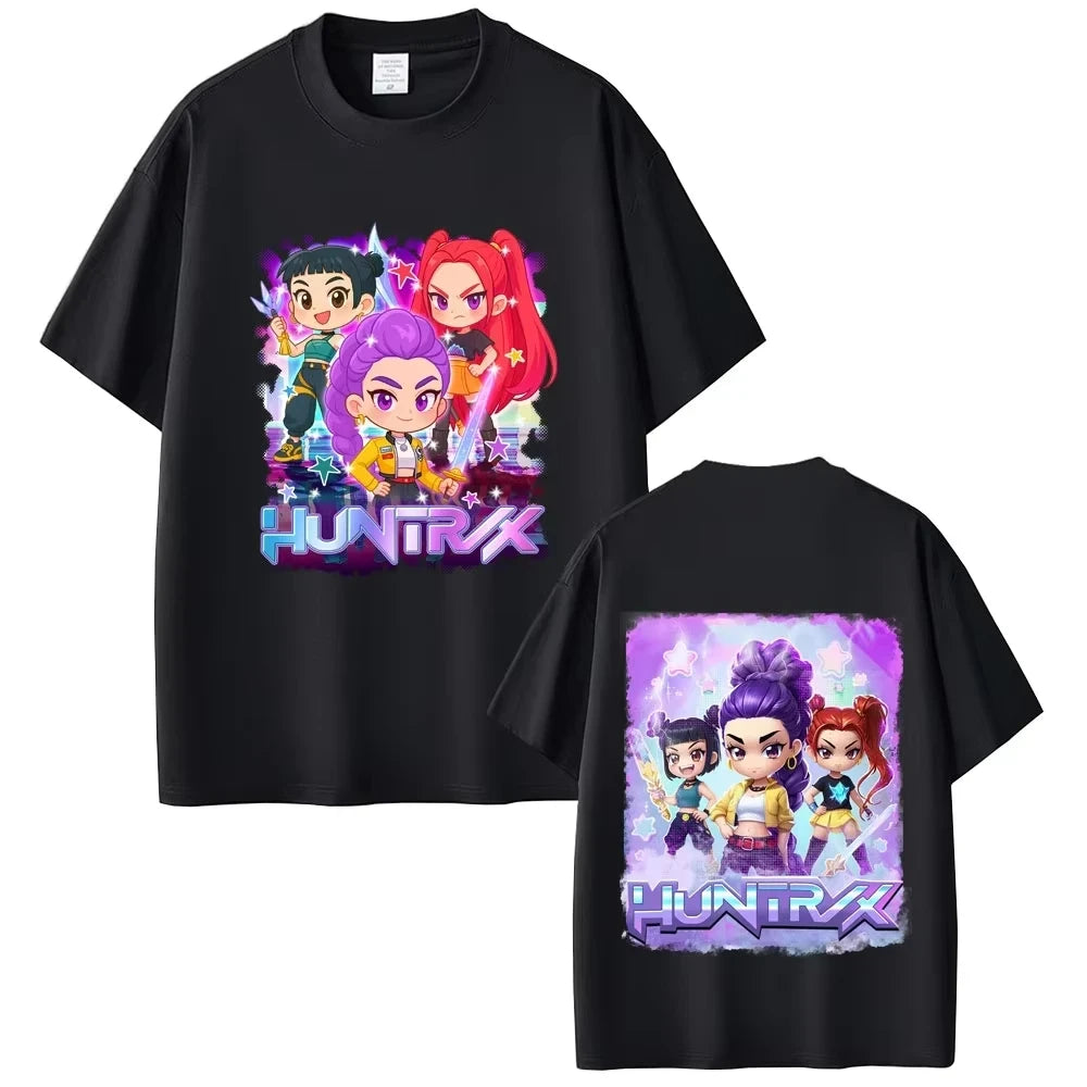 Anime KPop Demon Hunters Saja Boys Print T-shirt Men Women Trend Popular Harajuku O-neck Tshirt Oversized Cotton Casual T Shirts