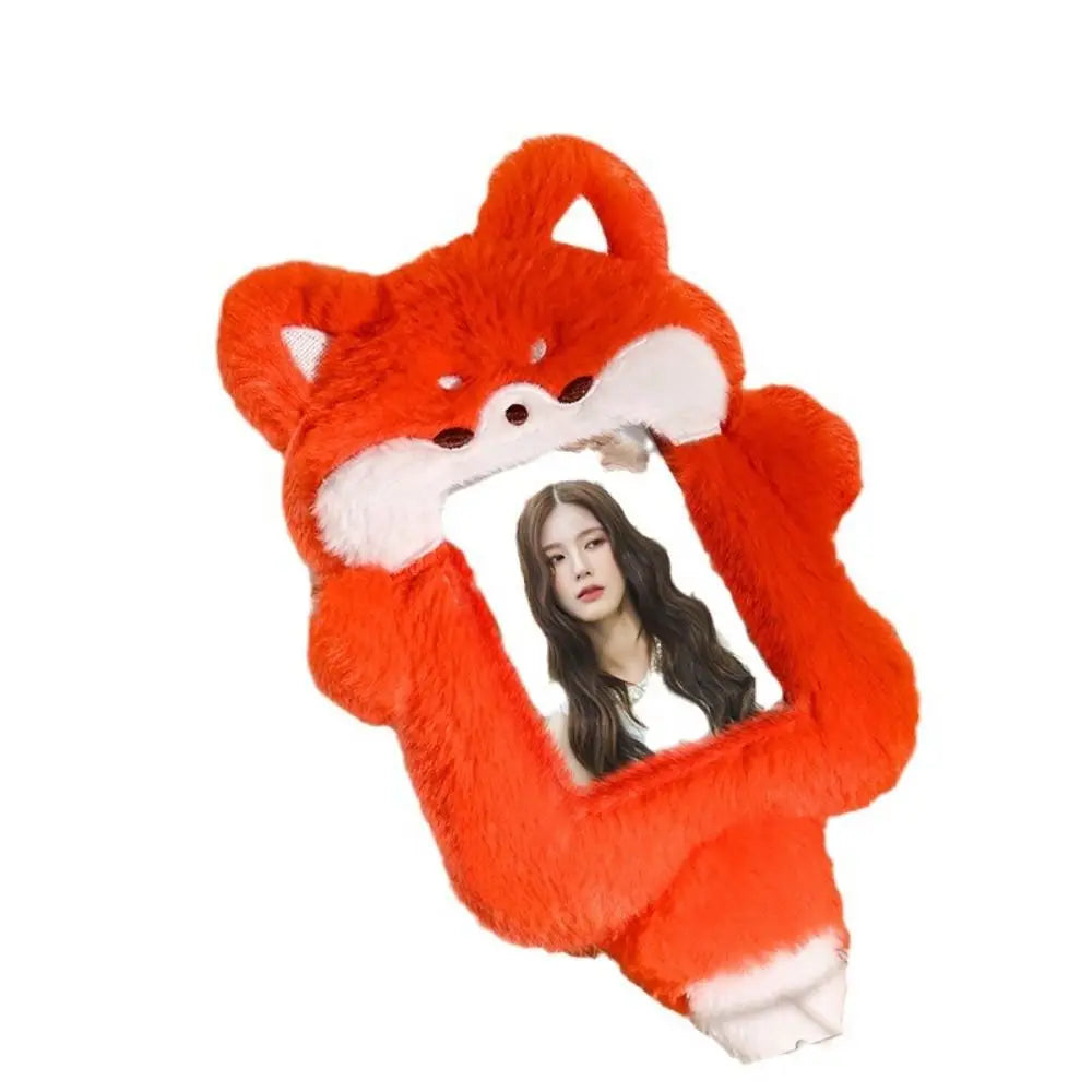 Cartoon Cute Plush Photocard Case Cartoon Bag Keychain Fox Photocard Case Student Card Holder Idol Photos Protective Cover