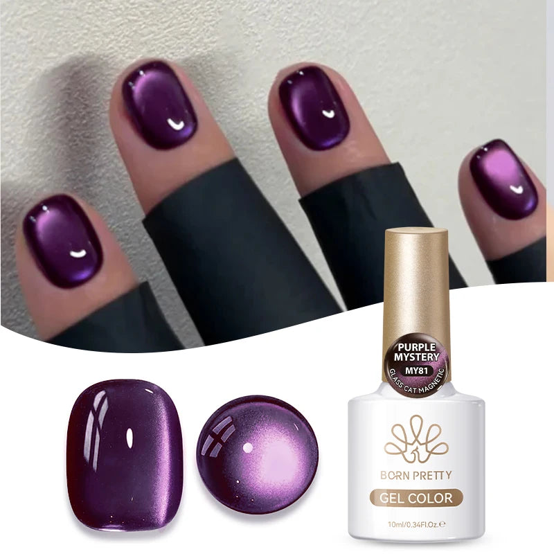 BORN PRETTY 1 Bottle Mint Chocolate Cat Magnetic Gel Polish 10ml Glass Bead Effect Transparent Soak Off UV LED Nail Art Varnish
