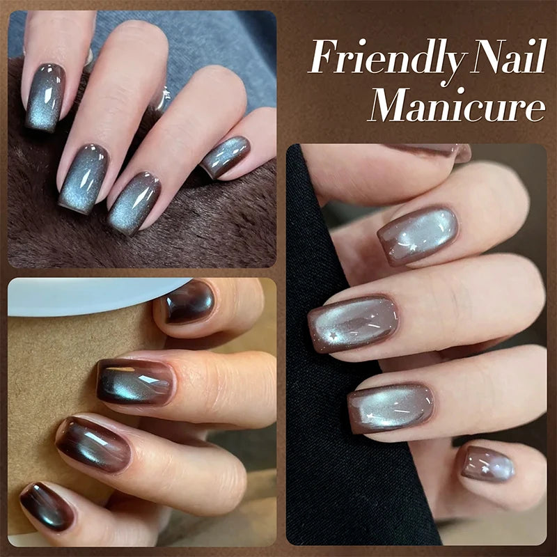 BORN PRETTY 1 Bottle Mint Chocolate Cat Magnetic Gel Polish 10ml Glass Bead Effect Transparent Soak Off UV LED Nail Art Varnish