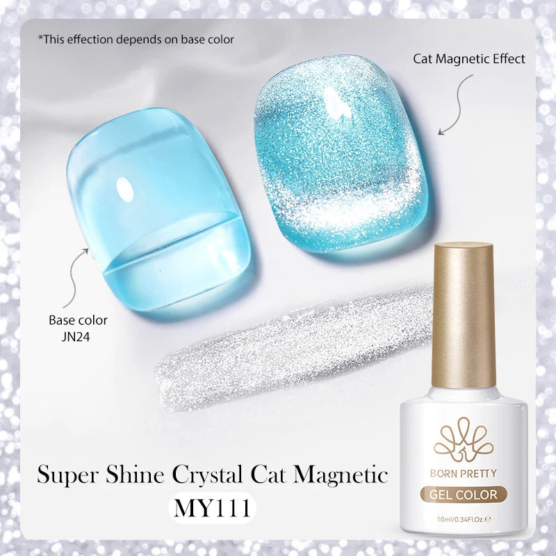 BORN PRETTY 10ml Black Glass Cat Magnetic Gel Nail Polish Punk Style Nail Art Manicure Varnis Semi Permanent Gel for Winter Nail