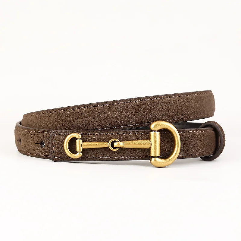 2025new arrival genuine leather small belt casualcasual thin belt horseshoe buckle easiest for matchins style pants belt
