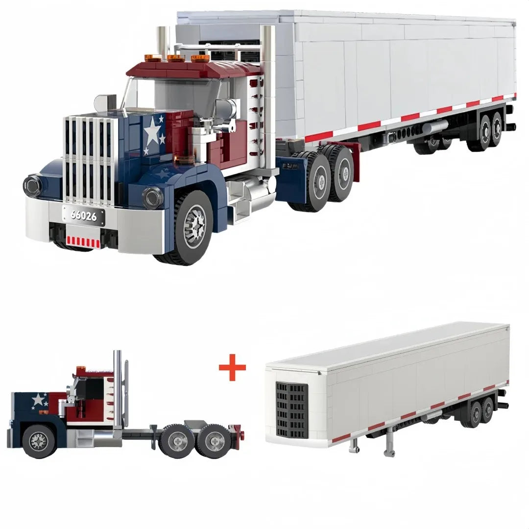 European&American Truck Head Building Blocks MOC Connectable Container Trailer Model Bricks Educational Toys For kids Gifts