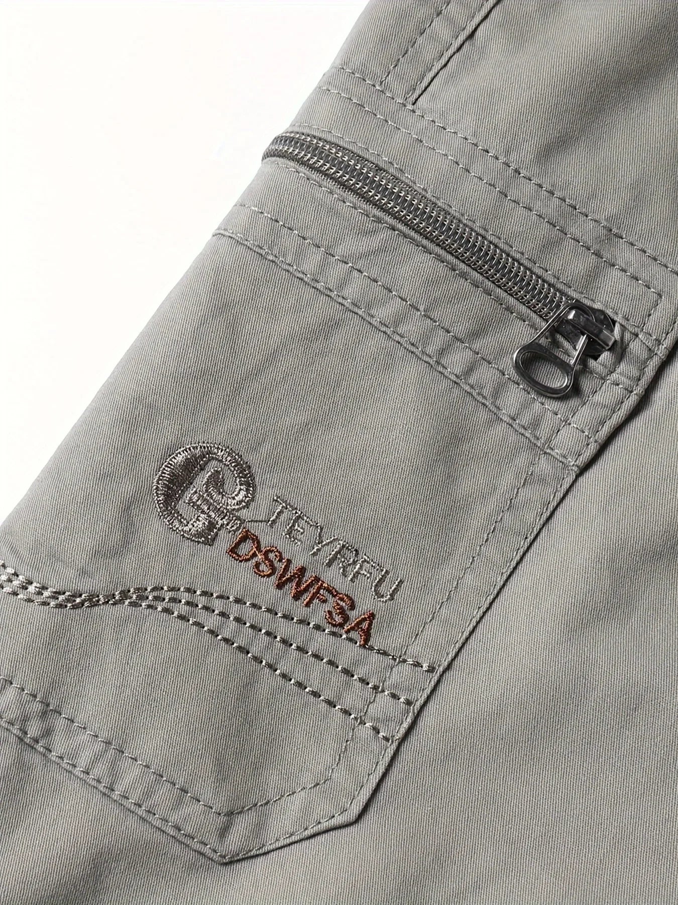 Cotton Cargo Shorts Men's Lightweight Breathable Solid Color Drawstring Waist with Zipper Pockets Casual Summer Short Pants