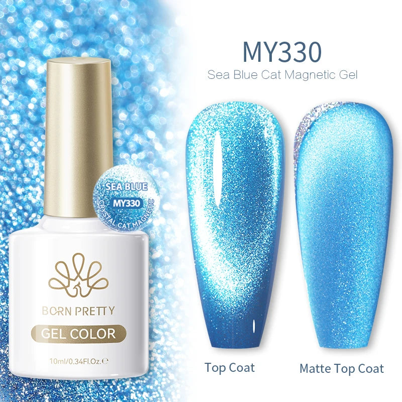 BORN PRETTY 10ml Auroras Glitter Cat Magnetic Gel Nail Polish Jelly Glass Bead Semi Permanent Soak Off UV LED Varnish Manicure
