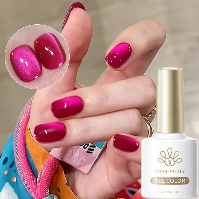 BORN PRETTY 10ml Auroras Glitter Cat Magnetic Gel Nail Polish Jelly Glass Bead Semi Permanent Soak Off UV LED Varnish Manicure