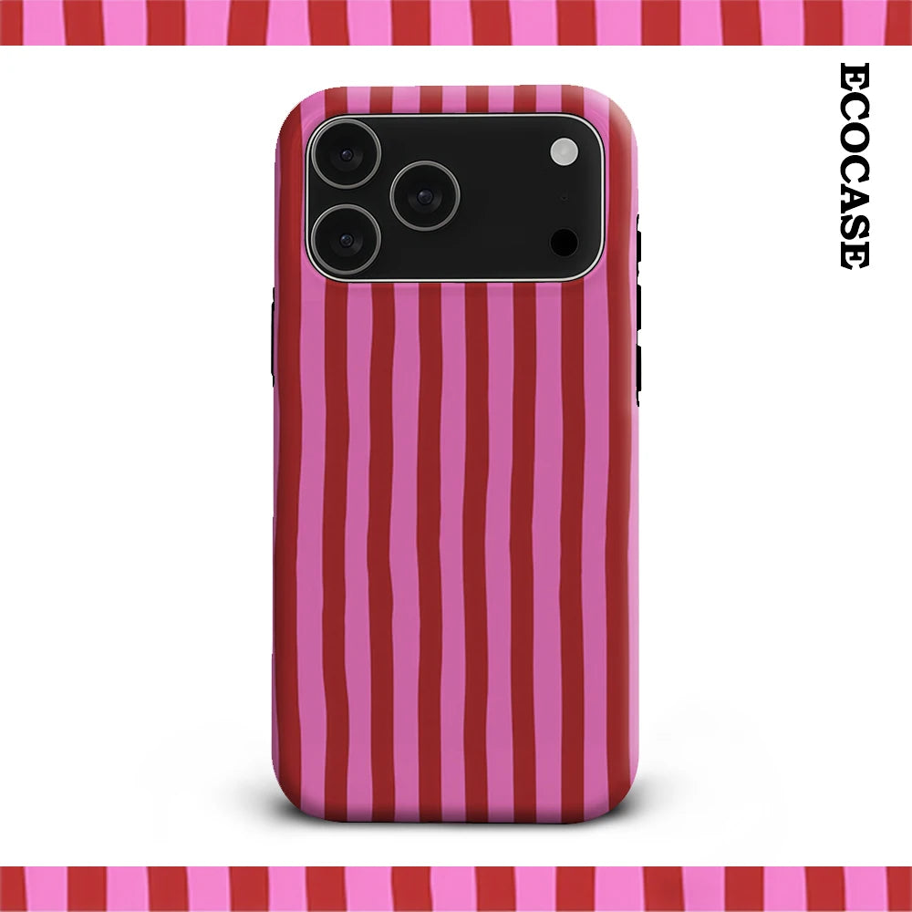 Pink & Red Striped IPhone17 Must-Haves Phone Case for IPhone 17 16 15 14 13 12 11 Pro Max Plus Double-layer Back Cover