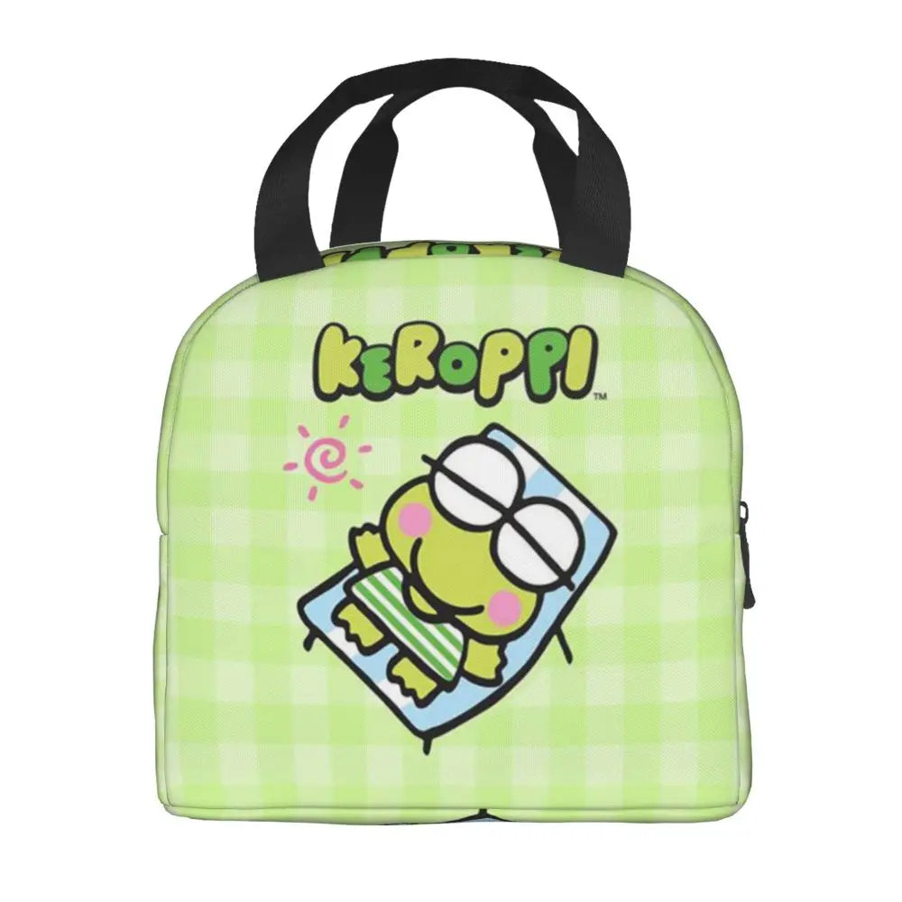 Custom Keroppi Big-eyed Frog Insulated Lunch Tote Bag for Women Portable Thermal Cooler Bento Box School