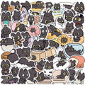 50pcs Naughty Little Black Cat Sticker Graffiti Decoration Laptop Luggage Phone Skateboard Waterproof DIY Sticker