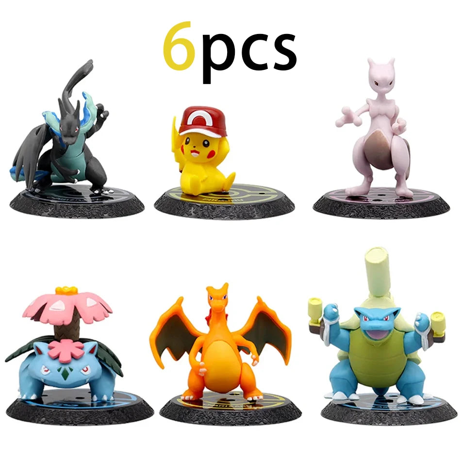 Pokemon 6 unids/set figura de Anime Pikachu 6-7cm figura Charizard Blastoise Squirtle Bulbasaur modelo de figuras de acción jugu