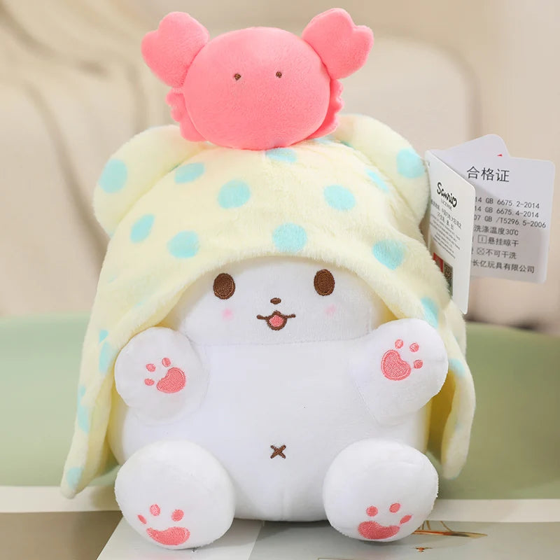 Anime Sanrio Kuromi New Kawaii Cute Marumofubiyori Blanket Bear Stuffed Plush Toys Plushies Birthday Party Gifts For Kids Girls