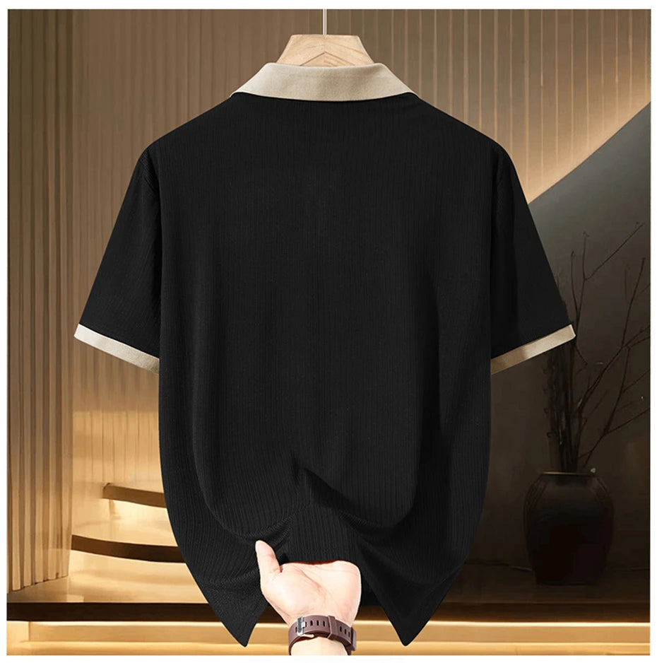 13XL 10XL Plus Size Polo Shirts Men Summer Short Sleeve Polo Shirts Male Contrast Color Polo Shirts Big Size 13XL