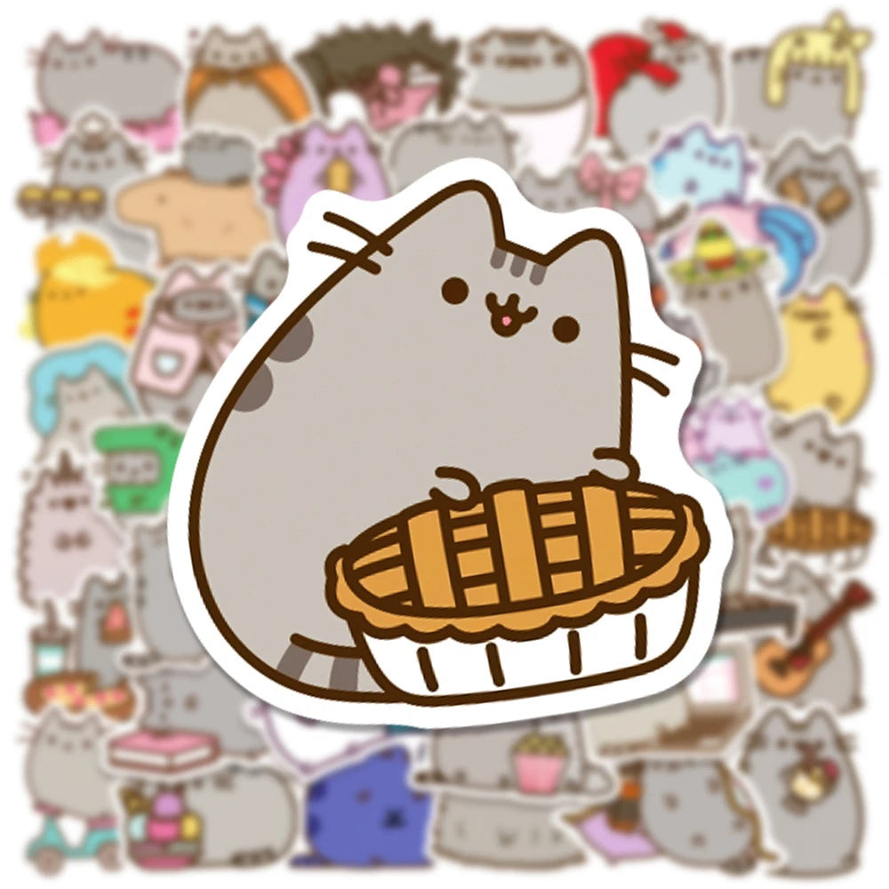 10/30/50pcs Funny Cartoon Grey Fat Cat Stickers Cute Animals Decals for Kids Toy Stationery Suitcase Phone Graffiti Sticker Pack