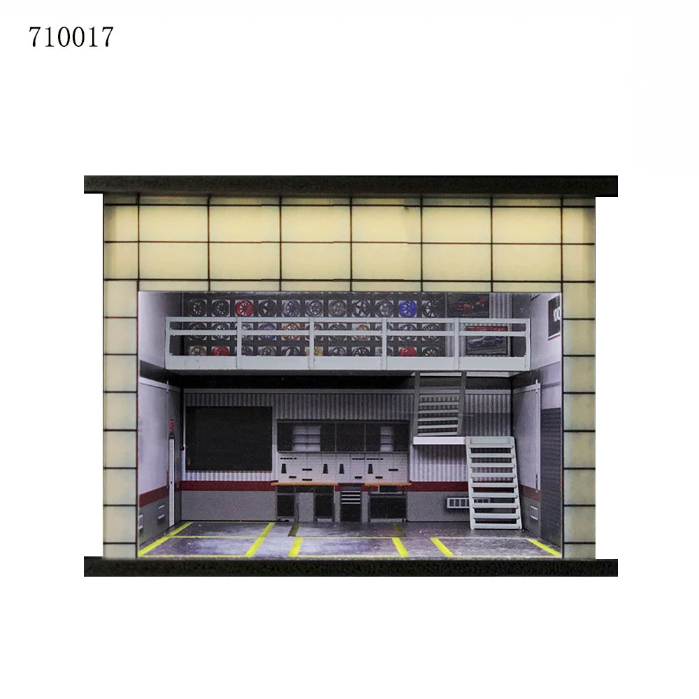GFans NEW 1:64 Scale Diorama Car Garage Model Parking Lot for Display Gifts Scene Collection Display Car Assembly Scenes Toy