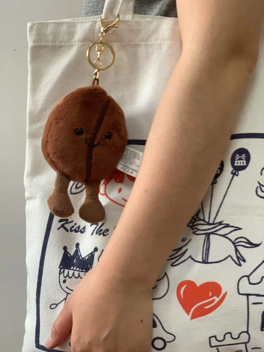 Jellycat 13cm Coffee Bean Plushies Cartoon Stuffed Smiling Coffee Bean Doll Cute Key Chain Soft Food Doll Xmas Gifts Girl