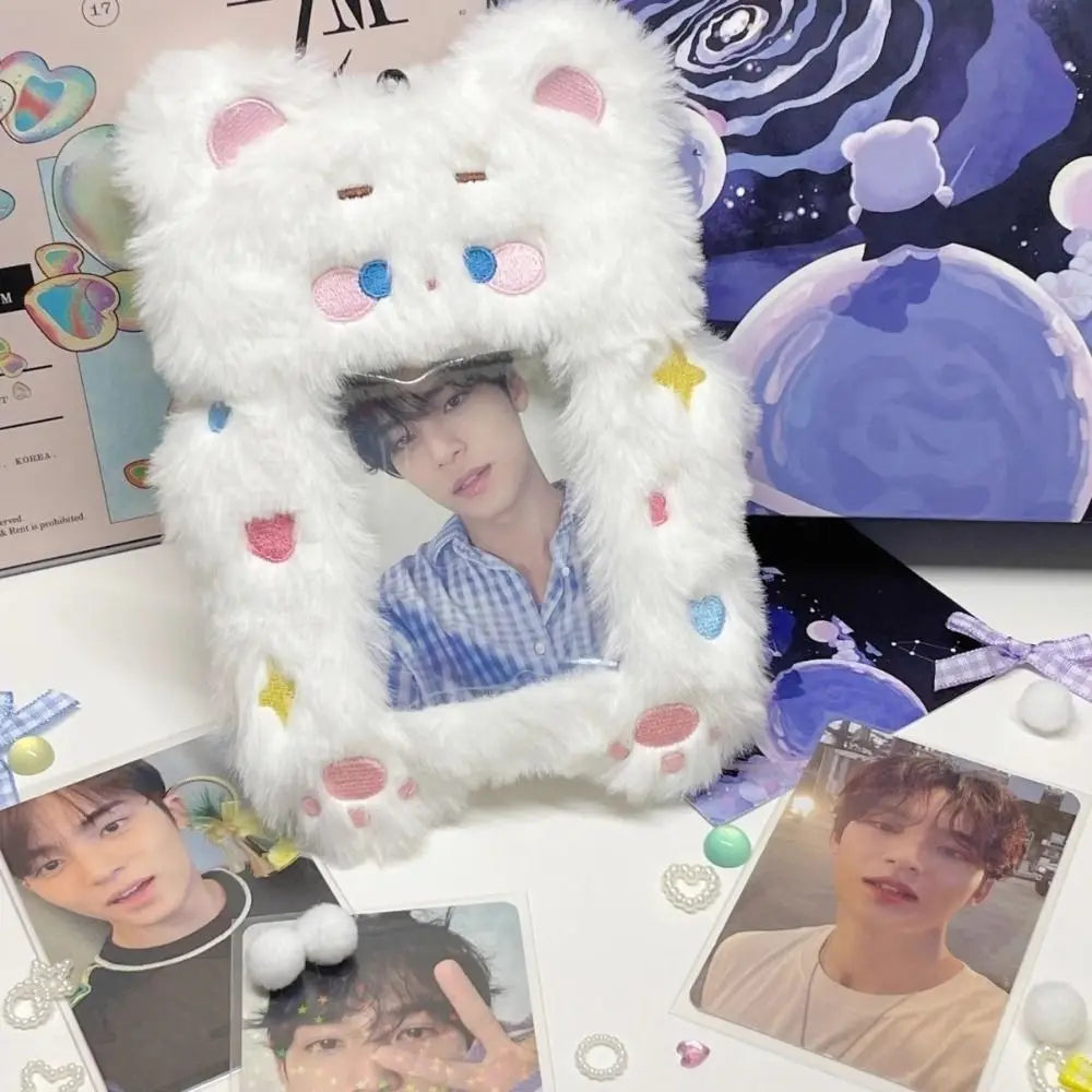 Cute Bag Keychain Plush Photocard Case Cartoon Bag Keychain Fox Photocard Case Idol Photos Protective Cover Student Card Holder