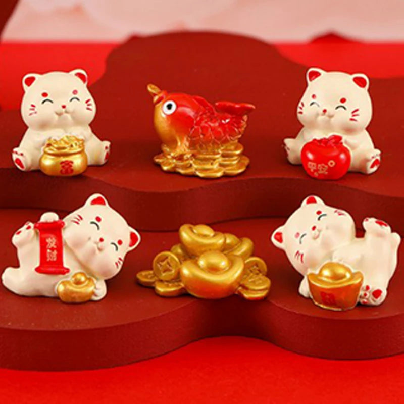 Cartoon Lucky Cat Decorative Accessories Environmental Resin Car Ornaments Mini Landscape