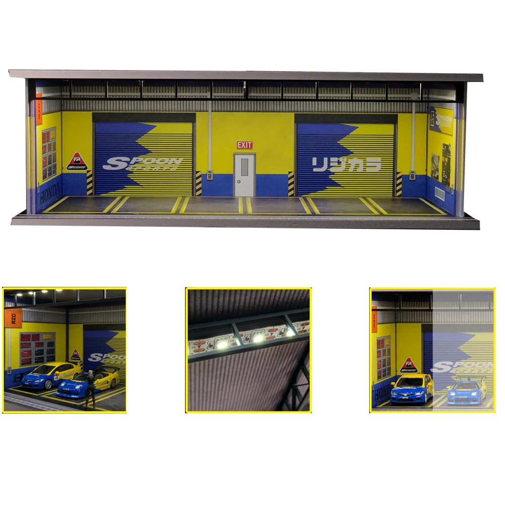 GFans NEW 1:64 Scale Diorama Car Garage Model Parking Lot for Display Gifts Scene Collection Display Car Assembly Scenes Toy