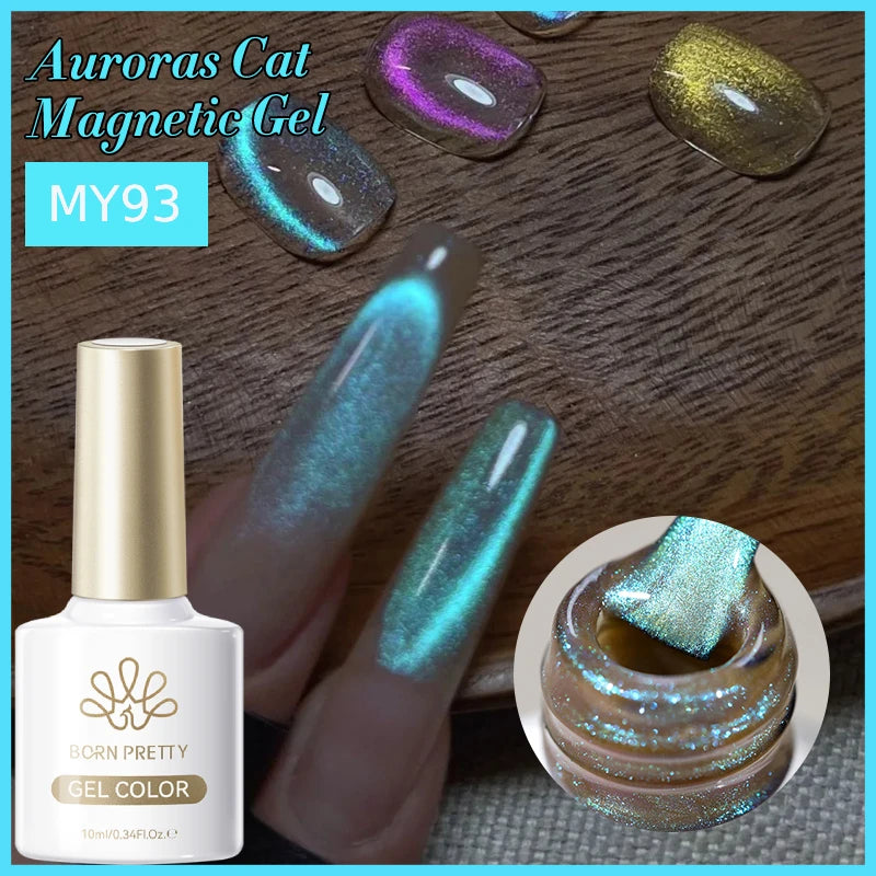 BORN PRETTY 10ml Auroras Glitter Cat Magnetic Gel Nail Polish Jelly Glass Bead Semi Permanent Soak Off UV LED Varnish Manicure
