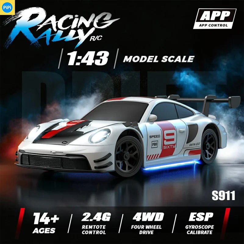 HBToys 1:43 Scale RC Car Simulation Racing Model Dual-Body Dual-Tire Version 2.4G 4WD ESP Gyro Drift Car for Toy Hobbies