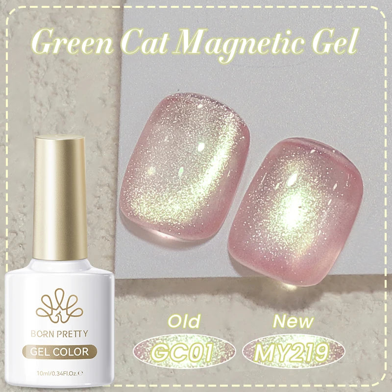BORN PRETTY 10ml Black Glass Cat Magnetic Gel Nail Polish Punk Style Nail Art Manicure Varnis Semi Permanent Gel for Winter Nail