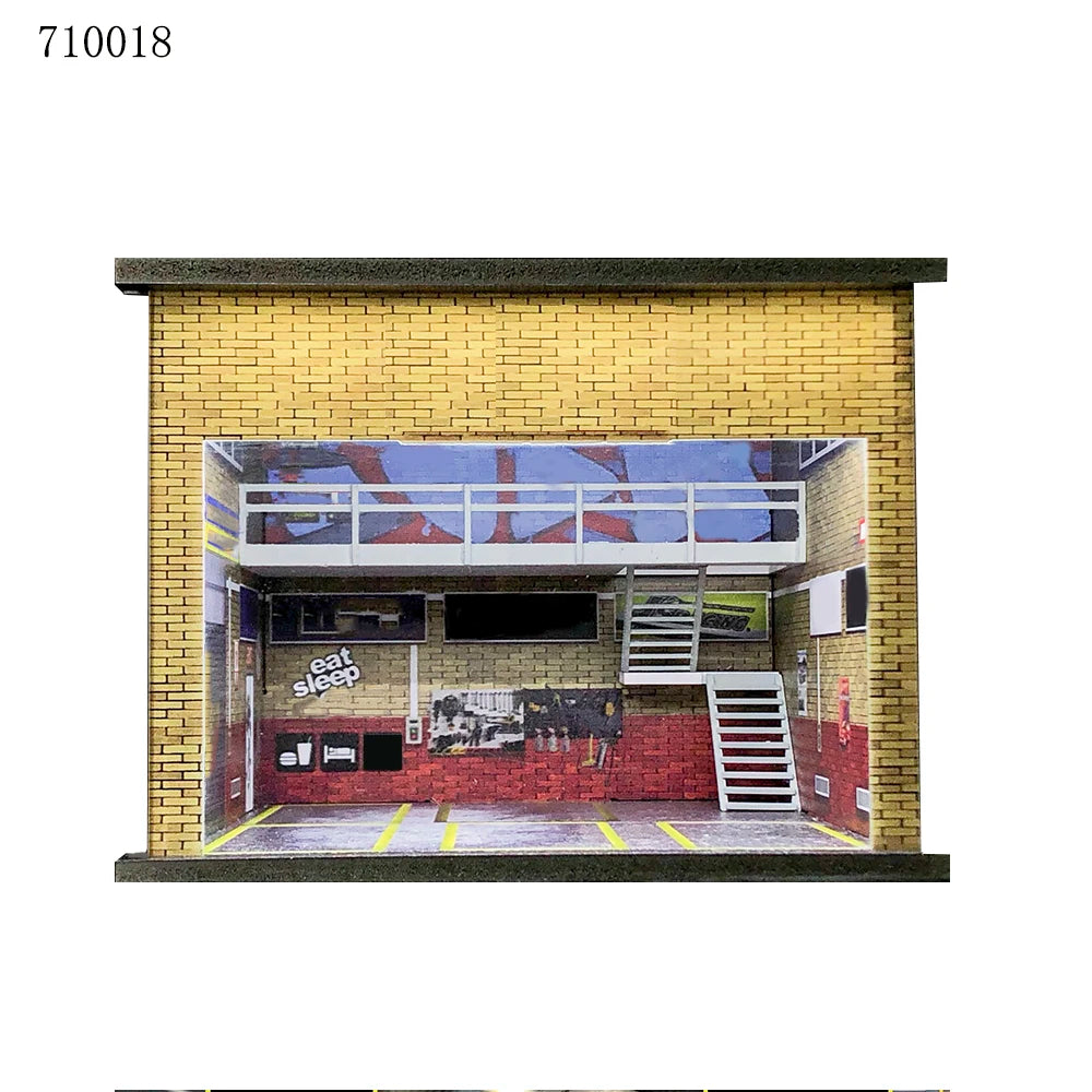 GFans NEW 1:64 Scale Diorama Car Garage Model Parking Lot for Display Gifts Scene Collection Display Car Assembly Scenes Toy