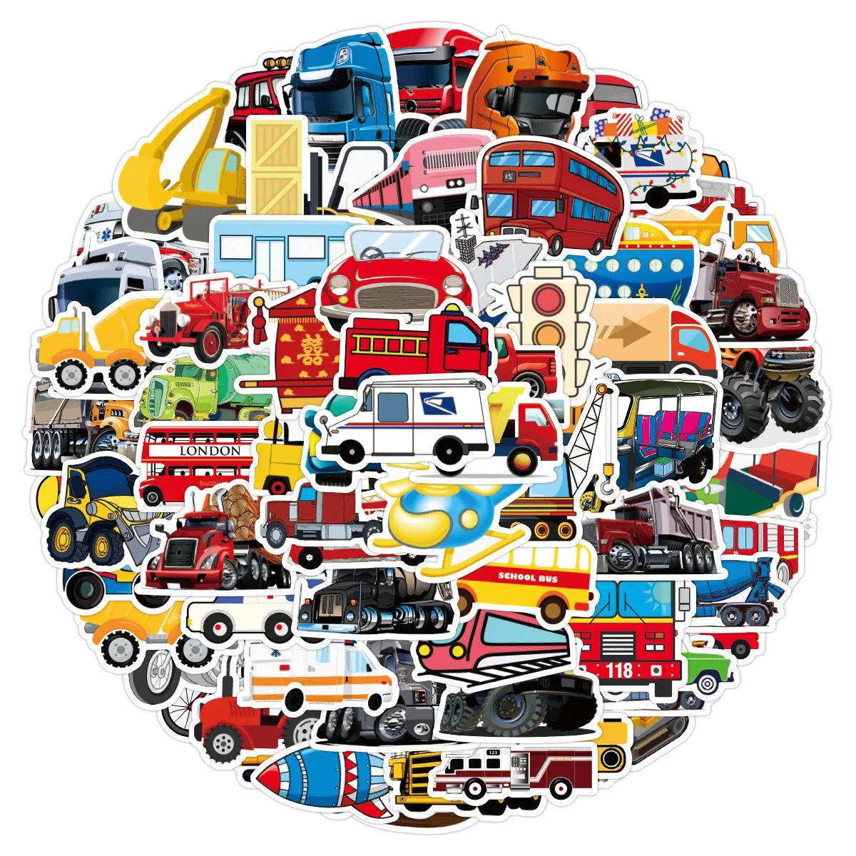 10/30/50/100Pcs Children's Truck Car Stickers For Suitcase Skateboard Laptop Luggage Fridge Phone Car Styling Sticker
