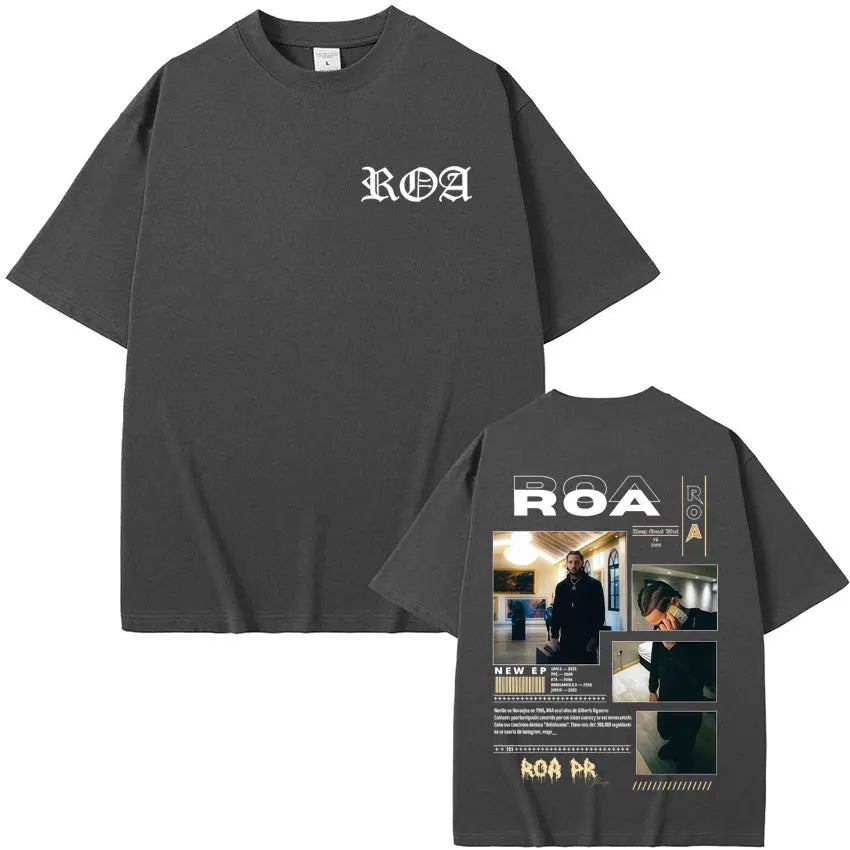 Rapper Roa Album Tour 2025 T-Shirt 100% Cotton Tshrit Summer Hip Hop Punk Comfort Tee Shirt High Street Tide Short Sleeve Unisex