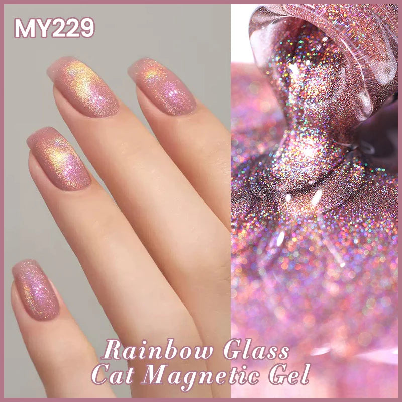 BORN PRETTY 10ml Black Glass Cat Magnetic Gel Nail Polish Punk Style Nail Art Manicure Varnis Semi Permanent Gel for Winter Nail