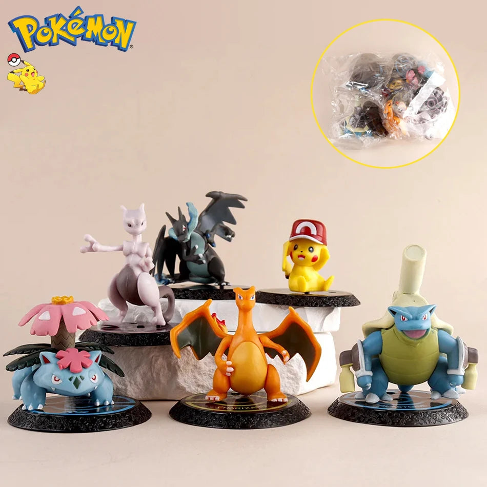 Pokemon 6 unids/set figura de Anime Pikachu 6-7cm figura Charizard Blastoise Squirtle Bulbasaur modelo de figuras de acción jugu