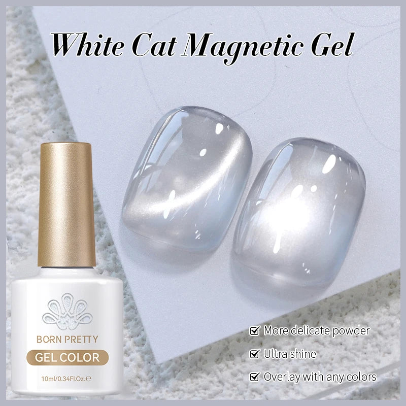 BORN PRETTY 10ml Dark Brown Red Glass Bead Cat Magnetic Gel Nail Polish Semi Permanent Soak Off UV LED Varnish Nail Art Salon