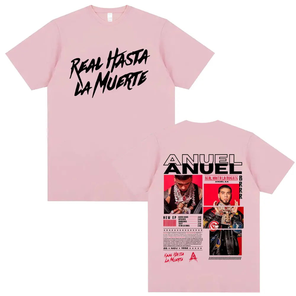 Rapper Anuel AA Real Hasta La Muerte Tour 2025 T Shirt Men Women Hip Hop Oversized T-shirts Men's Casual Cotton Vintage T Shirts