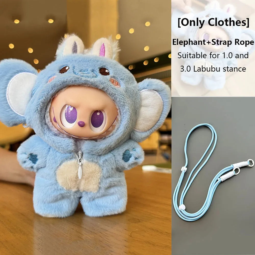 Only Clothes For 15-17cm Labubu Animal Elephant Cute Cat Clothes Set for 15-17cm Labubu Doll Clothes Accessories