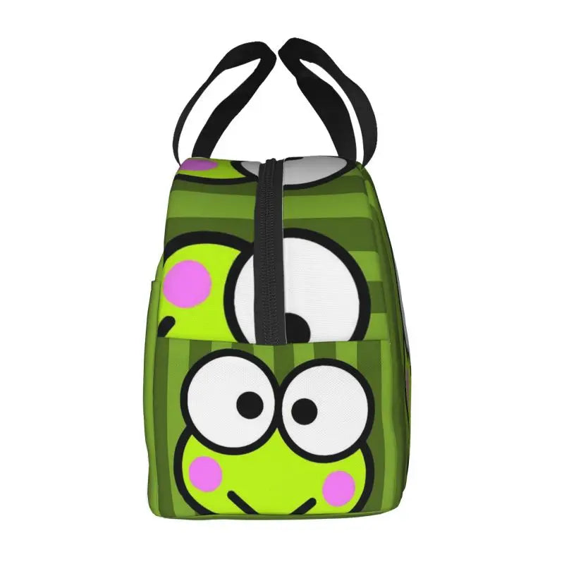 Custom Keroppi Big-eyed Frog Insulated Lunch Tote Bag for Women Portable Thermal Cooler Bento Box School