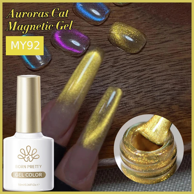 BORN PRETTY 10ml Auroras Glitter Cat Magnetic Gel Nail Polish Jelly Glass Bead Semi Permanent Soak Off UV LED Varnish Manicure