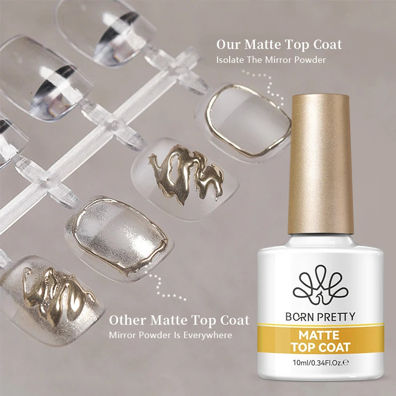 BORN PRETTY  Matte Top Coat Gel Polish 10ml Full Coverage Long Lasting Gorgeous Color Soak Off UV LED Nail Art Salon DIY Home
