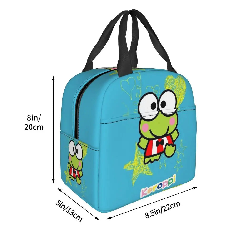 Custom Keroppi Big-eyed Frog Insulated Lunch Tote Bag for Women Portable Thermal Cooler Bento Box School