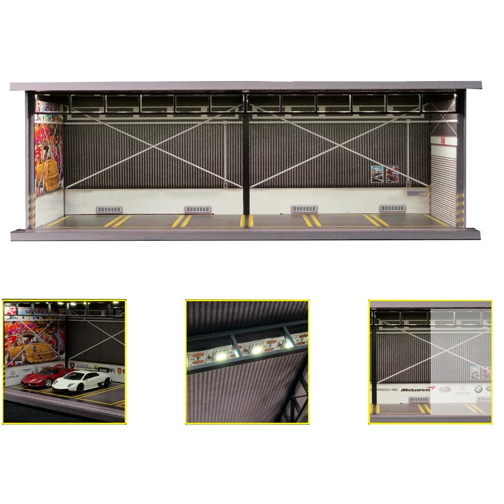 GFans NEW 1:64 Scale Diorama Car Garage Model Parking Lot for Display Gifts Scene Collection Display Car Assembly Scenes Toy
