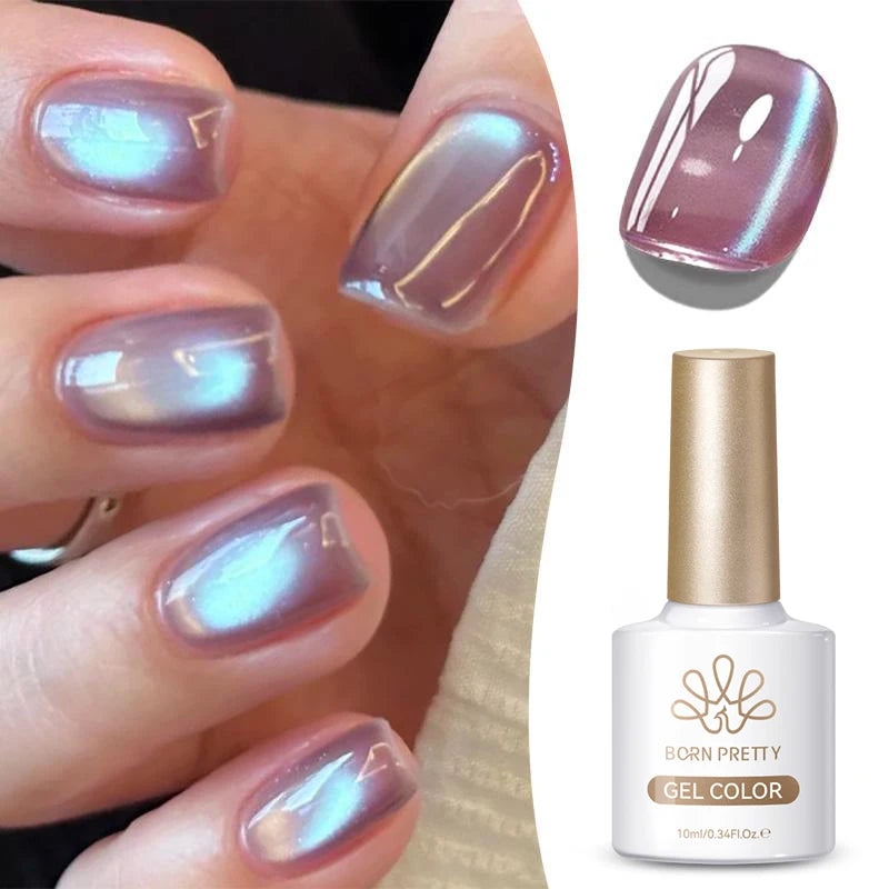 BORN PRETTY 10ml Pink Green Purple Cat Magnetic Gel Water Light Glitter Soak Off UV Gel Semi Permanent Manicure Nail Art Varnish